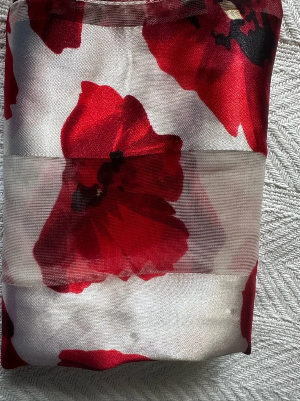 Beautiful Poppy Scarf Silk Feel 60” x 13”